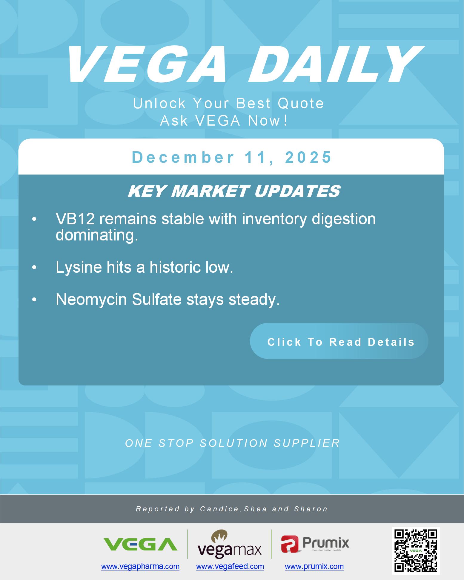 VEGA Daily Dated on December 11th 2025 Vitamin Amino Acid APl Food Additives.jpg